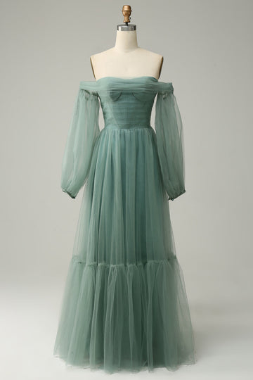 Zielona Długa Sukienki Na Studniówke z Odkrytymi Ramionami